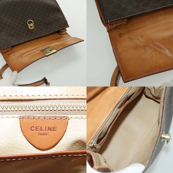 CELINE Macadam Canvas Hand Bag Coated Canvas Brown - Picture 12 of 13